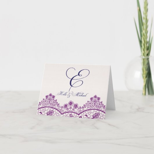 Monogramm notecard mit Vintager Spitze (Vorderseite)