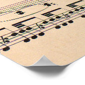 Monogramm Notenblatt Schwarz-Weiß-Muster Poster (Ecke)