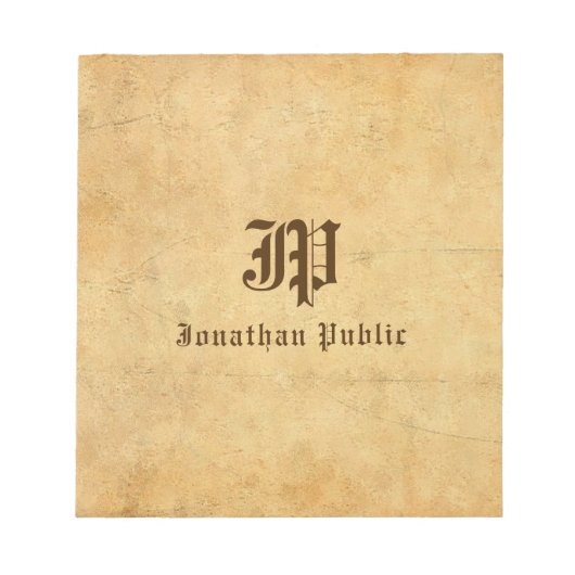 Monogramm Notizblöcke Skript Text Name Benutzerdef (Vorderseite)