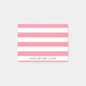 Monogramm-Notizen für Girly Pink Classic Stripes Post-it Klebezettel (Vorderseite)