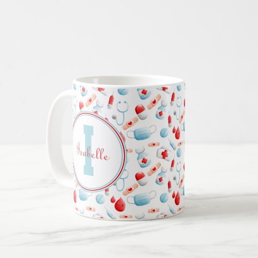 Monogramm Nurse Kaffeetasse (Vorderseite Links)