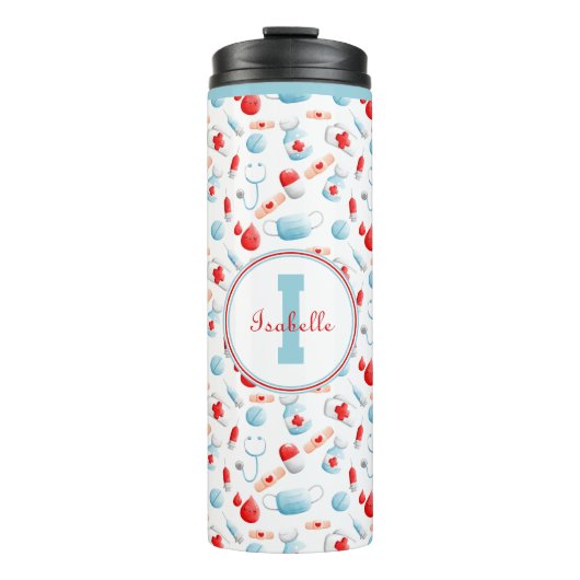Monogramm Nurse Thermal Tumbler Thermosbecher (Vorderseite)