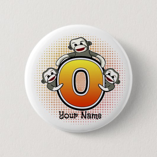 Monogramm O Sock Monkey Button (Vorderseite)