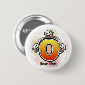 Monogramm O Sock Monkey Button (Vorne & Hinten)