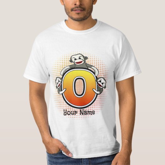 Monogramm O Sock Monkey T-Shirt (Vorderseite)