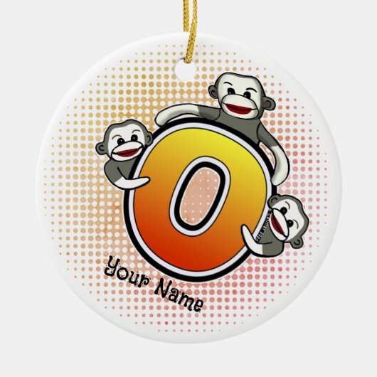 Monogramm O Sockenaffe Keramik Ornament (Vorne)