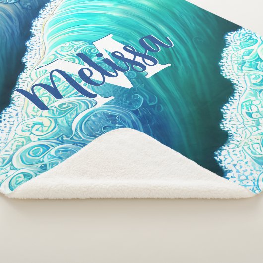 Monogramm Ocean Waves Nature Sherpadecke (3/4)