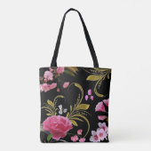 Monogramm-oder Gewohnheits-Text-Rosa-Blumen Tasche (Rückseite)