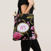 Monogramm-oder Gewohnheits-Text-Rosa-Blumen Tasche (Von Nahem)