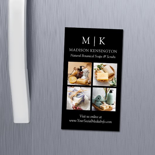 Monogramm oder Logo 4-Foto hinzufügen Magnetische Visitenkarte