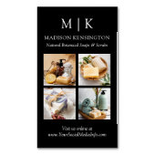 Monogramm oder Logo 4-Foto hinzufügen Magnetische Visitenkarte (Vorderseite Vertikal)