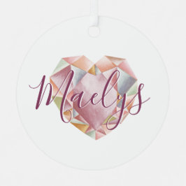 Monogramm oder Name Blush Pink Princess Herz Foto Ornament Aus Metall