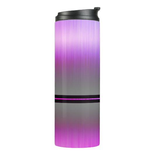 Monogramm oder Name, Gradient Lila & grau Thermosbecher (Nach links gedreht)