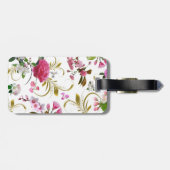 Monogramm-oder Name-rosa Blumen Gepäckanhänger (Rückseite horizontal)