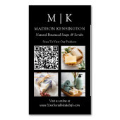 Monogramm oder QR-Code-3-Foto hinzufügen Magnetische Visitenkarte (Vorderseite Vertikal)