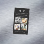 Monogramm oder QR-Code-3-Foto hinzufügen Magnetische Visitenkarte (Beispiel)