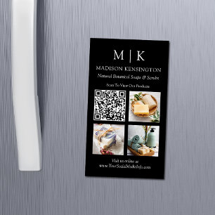 Monogramm oder QR-Code-3-Foto hinzufügen Magnetische Visitenkarte
