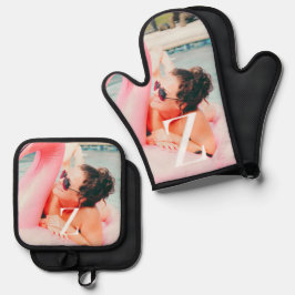 Monogramm-Ofen-Mitt und Pot-Halter für kundenspezi Ofenhandschuh & Topflappen-Set