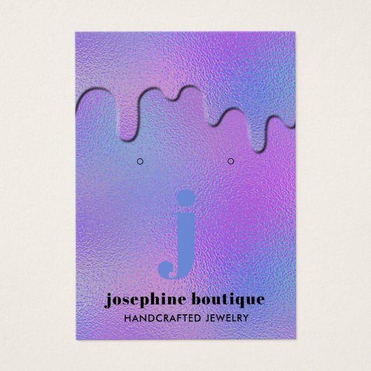 Monogramm-Ohrring-Anzeige für Tropfen von Iridesce (Vorderseite)