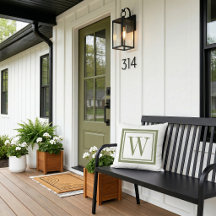 Monogramm Olive Green und White Classic Square