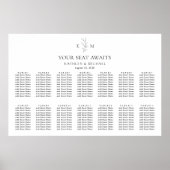 Monogramm Olivenblatt Hochzeit 17 Tabelle Sitzplan Poster (Vorne)