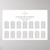 Monogramm Olivenblatt Hochzeit 17 Tabelle Sitzplan Poster (Vorne)