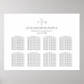 Monogramm Olivenblatt Hochzeit 8 Tischkarten Poster (Vorne)