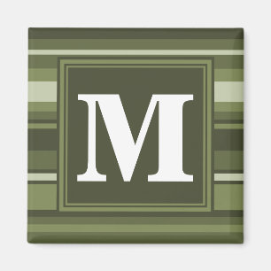 Monogramm-Olivgrünstreifen Magnet