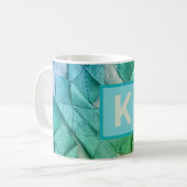 Monogramm ombre aquamarin grün nautisch abstrakt kaffeetasse (Vorderseite Links)
