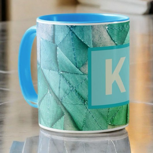 Monogramm ombre aquamarin grün nautisch abstrakt kaffeetasse