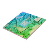 Monogramm ombre cyan aquamarin grün nautisch abstr fliese (Seite)