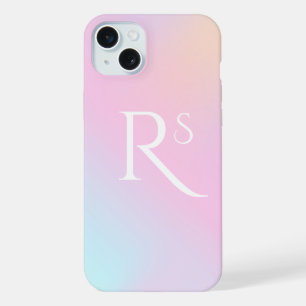 Monogramm Ombre Holografisch Rosa Weiblich Persona iPhone 15 Plus Hülle