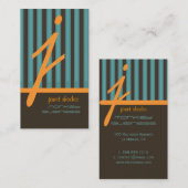 Monogramm Orange/aquamarine/Schokoladenstreifen Visitenkarte (Vorne/Hinten)