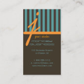 Monogramm Orange/aquamarine/Schokoladenstreifen Visitenkarte (Rückseite)