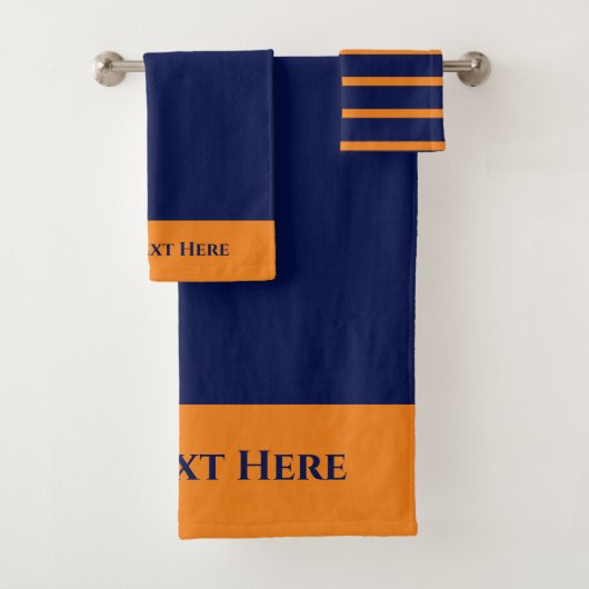 Monogramm Orange Blau Gestreift Einfarbig Badhandtuch Set (Insitu)