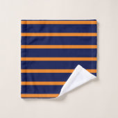 Monogramm Orange Blau Gestreift Einfarbig Badhandtuch Set (Waschlappen)