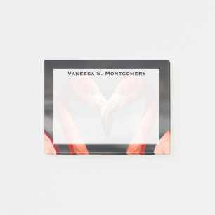Monogramm Orange Flamingos Watvogel Herz Post-it Klebezettel