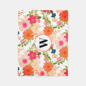 Monogramm Orange Floral Botanisches Fleece Blanken (Vorderseite)