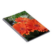 Monogramm Orange Floral Fotografie Notizblock (Rechte Seite)
