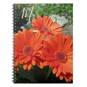 Monogramm Orange Floral Fotografie Notizblock