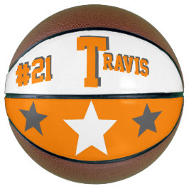 Monogramm Orange, Grau und Weiß Basketball