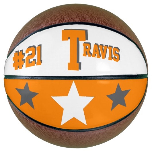 Monogramm Orange, Grau und Weiß Basketball (Vorderseite)