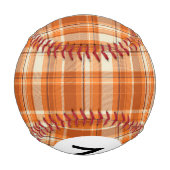 Monogramm Orange kariert Baseball (Rückseite)