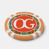 Monogramm Orange Kariert Personalisierte Farbige Pokerchips (Einzeln)
