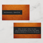 Monogramm Orange Leather Look Visitenkarte (Vorne/Hinten)