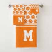 Monogramm Orange Pickleball Muster Badhandtuch Set (Insitu)