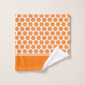 Monogramm Orange Pickleball Muster Badhandtuch Set (Waschlappen)