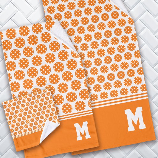 Monogramm Orange Pickleball Muster Badhandtuch Set