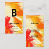 Monogramm | Orange Red Brush Strokes Visitenkarte (Vorne/Hinten)