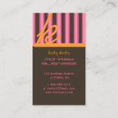 Monogramm Orange/Rosa/Schokoladenstreifen Visitenkarte (Rückseite)
